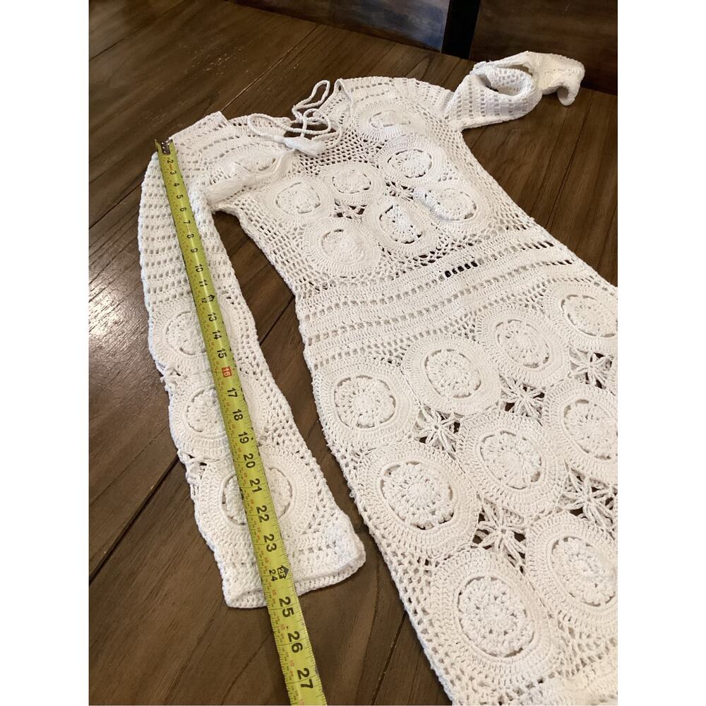 MAJORELLE white crochet boho Lincoln midi Dress size small - Picture 4 of 11